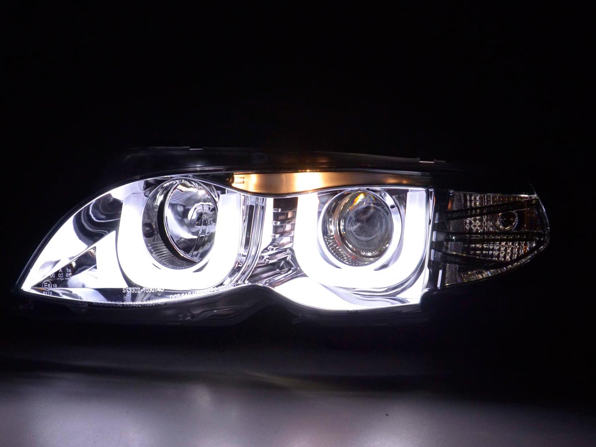 Scheinwerfer Set Daylight LED TFL-Optik BMW 3er E46 Limo/Touring 02-05 chrom für Rechtslenker Scheinwerfer Set Daylight LED TFL-Optik BMW 3er E46 Limo/Touring 02-05 chrom für Rechtslenker